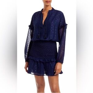 Navy Blue Sheer Mini Dress by Aqua